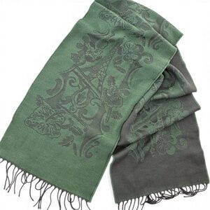 Paris Scarf 75% Wool 25% Silk | Eiffel Tower Green Gray | Made in France